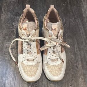 Michael Kors White and Gold Sneakers